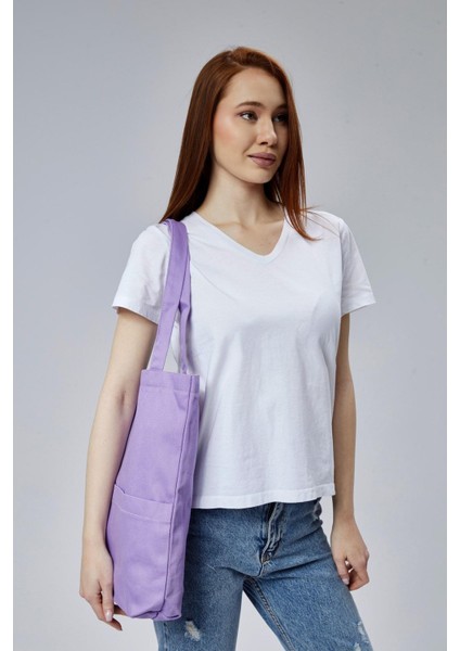 3 Cepli Lila Gabardin Çanta modelleri