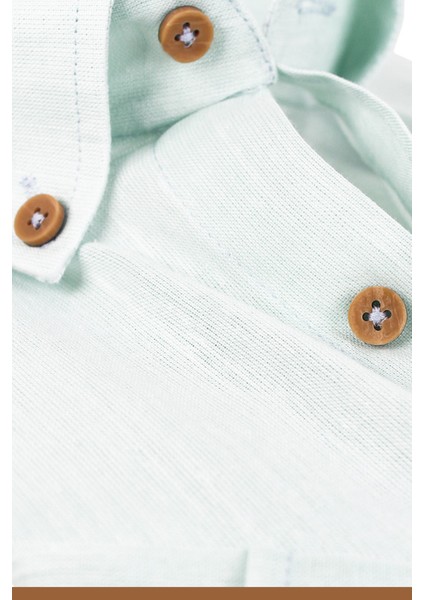 Erkek Pastel Yeşil Uzun Kollu Keten Efektli Cepli Pamuklu Gömlek modelleri