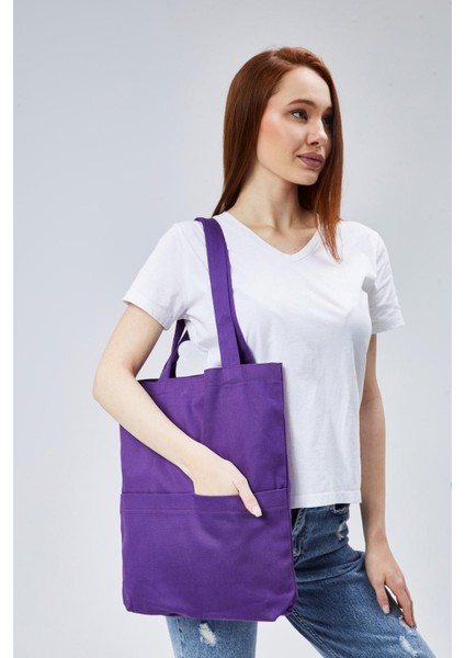 3 Cepli Koyu Mor Gabardin Çanta