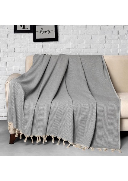 Trendy Koltuk Örtüsü Gri 2'li Set 170X230CM