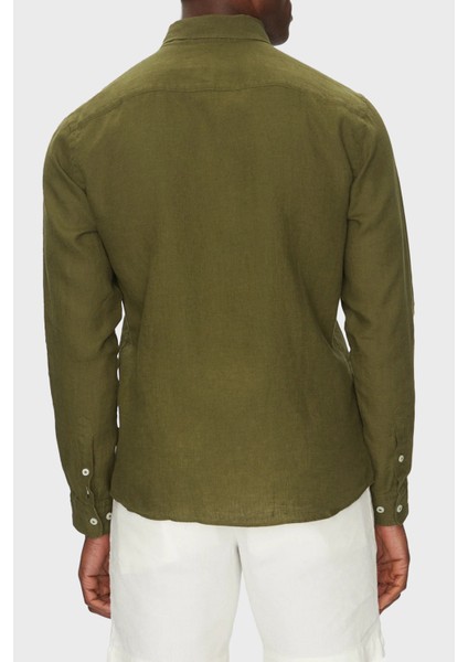 Keten Regular Fit Düğmeli Yaka Logolu Gömlek Erkek Gömlek 50520283 302 fiyatları