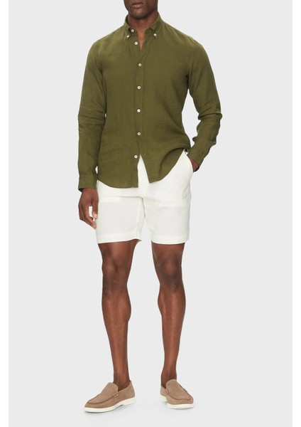 Keten Regular Fit Düğmeli Yaka Logolu Gömlek Erkek Gömlek 50520283 302 modelleri