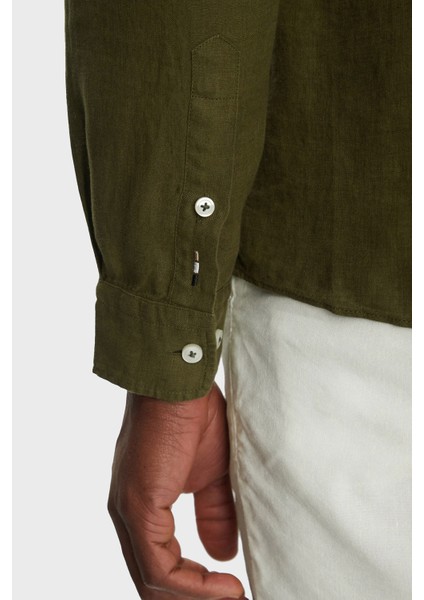 Keten Regular Fit Düğmeli Yaka Logolu Gömlek Erkek Gömlek 50520283 302 indirimleri