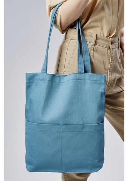 3 Cepli Petrol Mavisi Gabardin Çanta