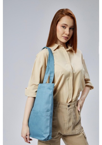 3 Cepli Petrol Mavisi Gabardin Çanta modelleri