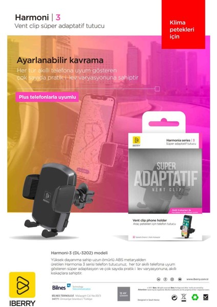 Harmoni3 H03 Süper Adaptatif Araç Içi Telefon Tutucu