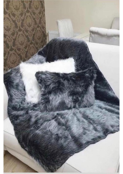 Peluş Koltuk Şalı -Antrasit