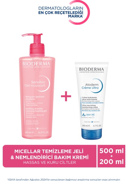 Hassas, Normal ve Kuru Ciltler Için Temizleme Jeli ve Nemlendirici Bakım Kremi 2'li Set