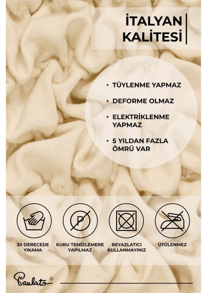Lastikli Esnek ve Yıkanabilir Kolçaksız 3 Kişilik Koltuk Örtüsü Kanepe Kılıfı - Vanilya