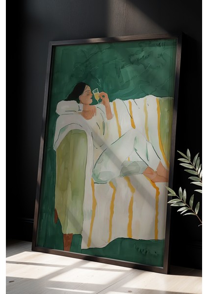 Soyut Sanat Doğal Ahşap Çerçeveli Duvar Tablosu