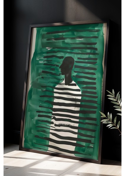 Soyut Sanat Doğal Ahşap Çerçeveli Duvar Tablosu