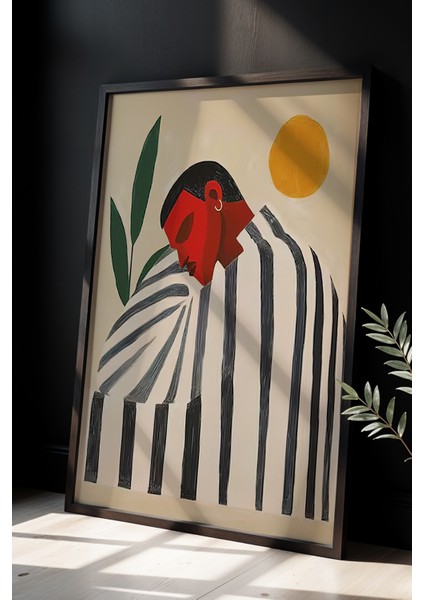 Soyut Sanat Doğal Ahşap Çerçeveli Duvar Tablosu