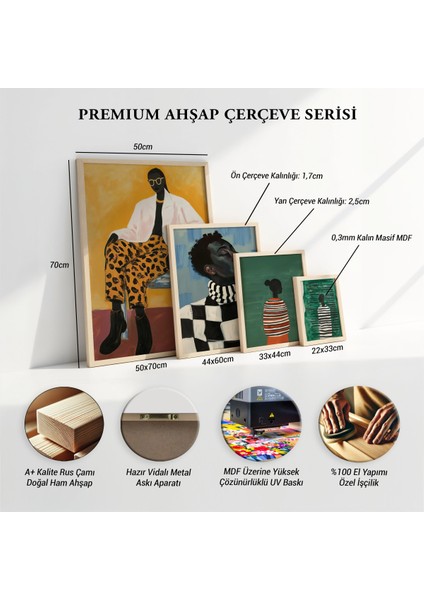 Modern Çizim Doğal Ahşap Çerçeveli Duvar Tablosu modelleri