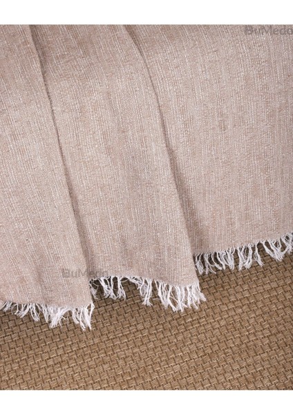 Çok Amaçlı Pamuklu Kaliteli Sık Dokuma 175X215 cm Kaymaz Koltuk Kanepe Örtüsü - Vizon