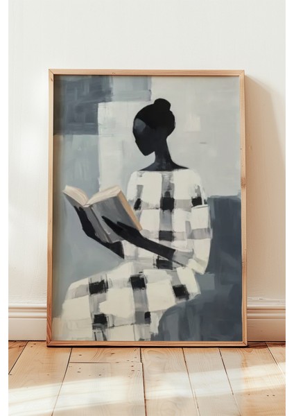 Soyut Sanat Doğal Ahşap Çerçeveli Duvar Tablosu