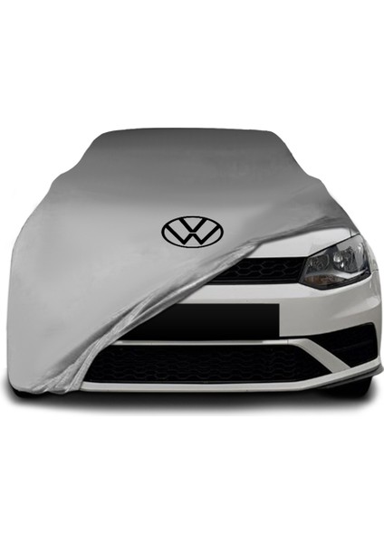 Volkswagen Polo 5 (2009 - 2017) Gri Kumaş Araba Branda Logolu Kumaş Araba Brandası Penye Oto Branda