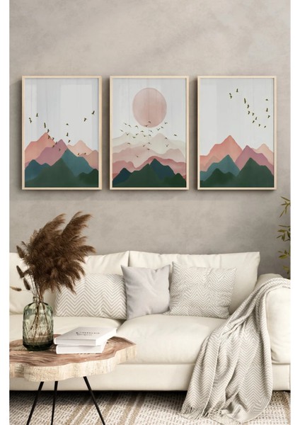 Ahşap Çerçeveli Mdf Tablo Seti Salon ve Oturma Odası Için ÇT3006