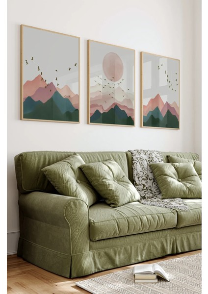 Ahşap Çerçeveli Mdf Tablo Seti Salon ve Oturma Odası Için ÇT3006