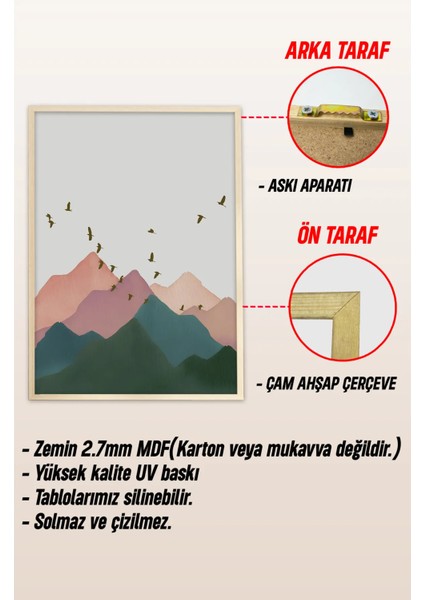 Ahşap Çerçeveli Mdf Tablo Seti Salon ve Oturma Odası Için ÇT3006