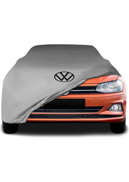 Volkswagen Polo 6 (2017 - 2020) Gri Kumaş Araba Branda Logolu Kumaş Araba Brandası Penye Oto Branda