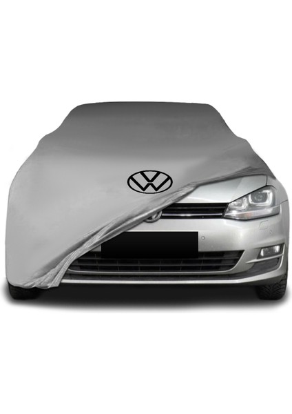 Volkswagen Golf 6 (2008 - 2012) Gri Kumaş Araba Branda Logolu Kumaş Araba Brandası Penye Oto Branda
