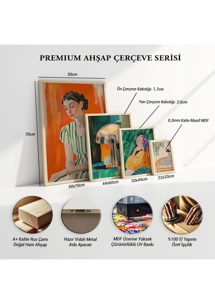 Sanatsal Doğal Ahşap Çerçeveli Duvar Tablosu modelleri