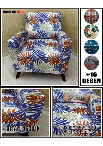 Desenli̇ Kadi̇fe Kumaş Tekli̇ Koltuk & Berjer Koltuk Kilifi