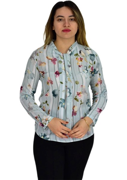 Kadın Yeşil Desenli Bluz BGL-ST00592