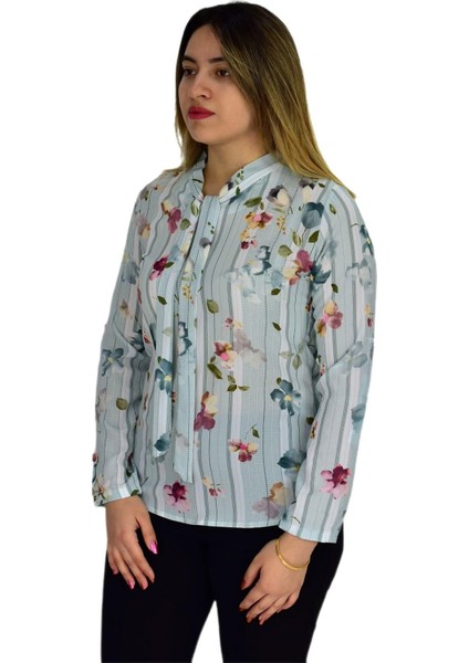 Kadın Yeşil Desenli Bluz BGL-ST00592