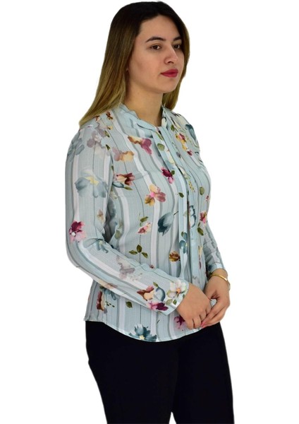Kadın Yeşil Desenli Bluz BGL-ST00592