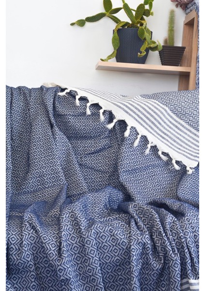 Diamond Lükspamuklu Kolları Örten Kanepe Çekyat Örtüsü Çok Amaçlı 180X300 cm Lacivert Koltuk Örtüsü modelleri