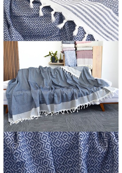 Diamond Lükspamuklu Kolları Örten Kanepe Çekyat Örtüsü Çok Amaçlı 180X300 cm Lacivert Koltuk Örtüsü fırsatları