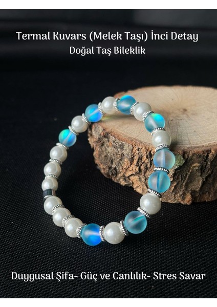 Yüksek Kalite Termal Kuvars (Melek Taşı) Doğal Taş Bileklik Enerji Dengeleme- Aura Temizleme