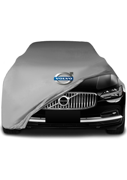 Volvo S90 Gri Kumaş Araba Branda Logolu Kumaş Araba Brandası Penye Oto Branda
