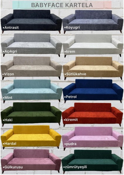 3'lü Koltuk Babyface Giydirme Koltuk Örtüsü(Pudra) modelleri