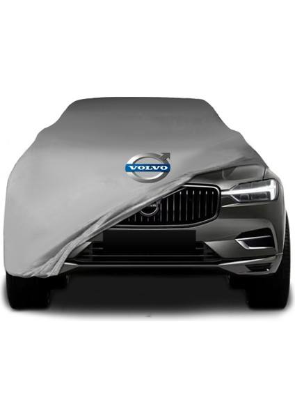 Volvo XC60 Gri Kumaş Araba Branda Logolu Kumaş Araba Brandası Penye Oto Branda