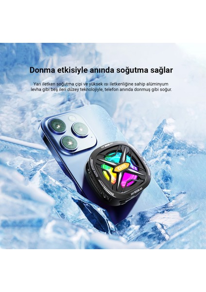 AC05 Manyetik Cep Telefonu Radyatör Soğutucu Fan Hız Kontrollü Güçlü Soğutma