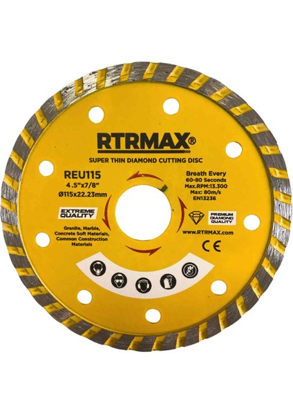 REU115 Mermer Kesici Elmas Turbo 115 mm