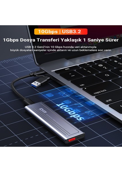 HD1500 10GBPS Type-C 3.2 Gen 2 M / B&m Key M.2 Nvme SSD Kutusu