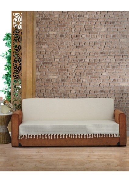 Krem Gri El Bağlama Kolları Örtmeyen Koltuk Örtüsü