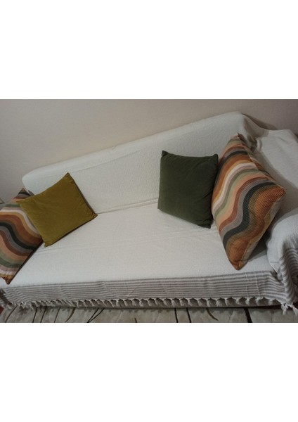 Organik Kolları Örten Buldan Bezi Battal Boy Pamuklu Koltuk Kanepe Çekyat Örtüsü 170X300 Kreme Kahv fiyatları