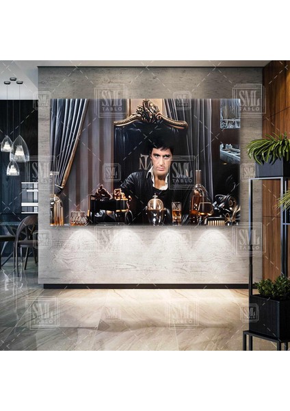 Al Pacino Scarface Tony Montana Mafya Yaralı Yüz 1983 Alpacino Yatay Kanvas Tablo