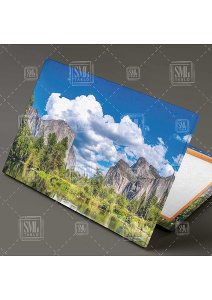 Yosemite Ulusal Parkı California Göle Yansıyan Doğa Yatay Kanvas Tablo fiyatları