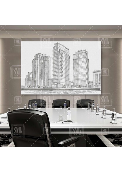 Yapı Inşaat Denetim Bina ve Partman Ev Projesi Building Yatay Kanvas Tablo