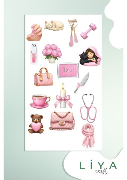 Girls Sticker Set Sevimli Pempe Temalı Sticker Set Sticker Set's