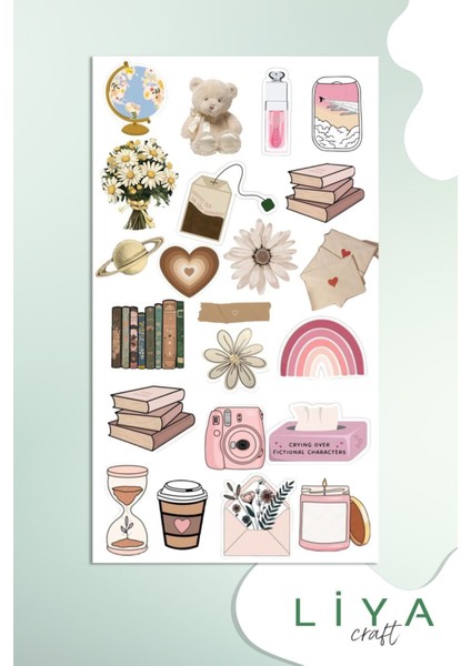 Pembe Sticker Set Sevimli Ayıcık Set Ajanda Bullet Journal Için Uygun Set