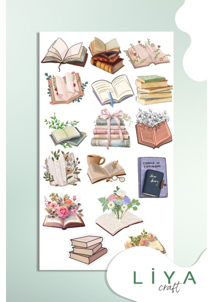 Kitap Seti Sticker Set Çiçek Kitap Vintage Sticker Set Ajanda Bullet Journal Için Uygun Set