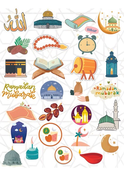 Ramazan Temalı Sticker Set Ramazan Mübarek Sticker Set
