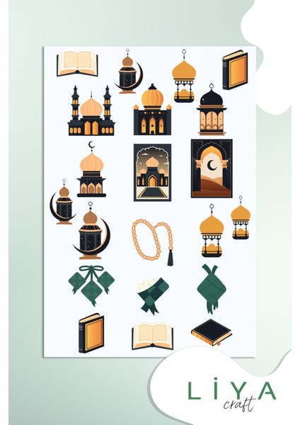 Ramazan Temalı Sticker Set Ramazan Motif Temalı Cami Sticker Set