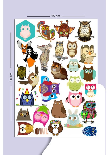 Baykuş Sticker Seti Planner Ajanda Bullet Journal Için Uygun Set
